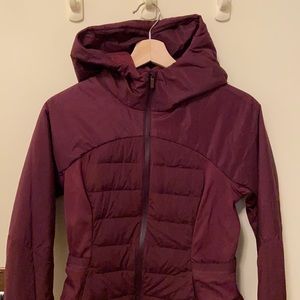 Lululemon Down For It All Jacket- Size 8, Red Merlot